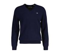 GANT Men's Extra fine Lambswool V-Neck Sweater, Navy, M