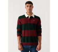 GANT Mens Extrafine Lambswool Striped Long Sleeve Polo - 374 Tartan Green - 374 Tartan Green - L