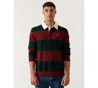 GANT Mens Extrafine Lambswool Striped Long Sleeve Polo - 374 Tartan Green - 374 Tartan Green - M