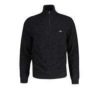 GANT Men's Extrafine Lambswool Zip Cardigan Sweater, Dk Charcoal Melange, M