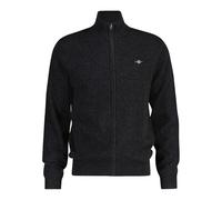 GANT Men's Extrafine Lambswool Zip Cardigan Sweater, Dk Charcoal Melange, XL