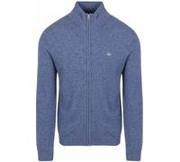 GANT Men's Extrafine Lambswool Zip Cardigan Sweater, Stone Blue Melange, S