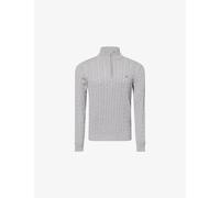 Gant Mens Gant Cable-Knit Half-Zip Cotton Jumper Grey Melange M
