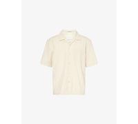 Gant Mens Gant Checked Open-Collar Cotton Shirt Creamed White 2XL
