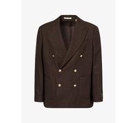 Gant Mens Gant Club Double-Breasted Textured Wool Blazer Black Brown 42