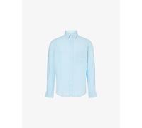 Gant Mens Gant Logo-Embroidered Regular-Fit Linen Shirt Sky Blue M