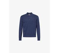 Gant Mens Gant Regular-Fit Embroidered-Logo Cotton-And-Linen Polo Shirt Dark Indigo Melange XL