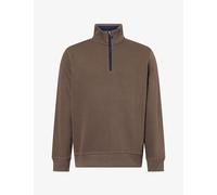 Gant Mens Gant Sacker Rib Half-Zip Cotton-Jersey Sweatshirt Shadow Brown S