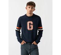 GANT Mens Graphic Badge Crew Neck Jumper - 433 Evening Blue - 433 Evening Blue - XL