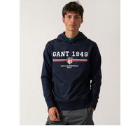 GANT Mens Graphic Pullover Hoodie - 433 Evening Blue - 433 Evening Blue - XL