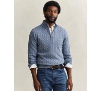 Gant Mens Half Zip Jumper in Light Blue Cotton - Size Large
