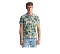 GANT Men's Hawaii Print Polo Shirt Dove Blue L