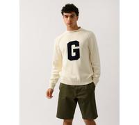 GANT Mens Intarsia G Logo Crew Neck Jumper - 130 Cream - 130 Cream - L