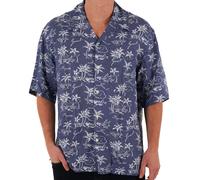 Gant Men's Island Print Short Sleeve Shirt Dusty Navy - Relaxed fit, Lightweight