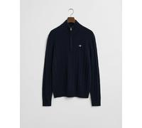 GANT Mens Lambswool Cable Knit Half Zip Jumper - 433 Evening Blue - 433 Evening Blue - XL