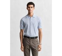 GANT Mens Light Blue Melange Extrafine Merino Wool Polo Shirt