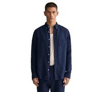 Gant Mens Regular Ut Garment Dyed Linen Shirt in Navy - Size Large