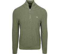 GANT Men's Micro Textured Cotton Half Zip Pullover Sweater, Dry Herb Green, S