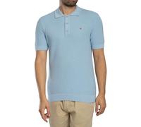 GANT Men's Micro Textured Cotton Polo Shirt, Blue