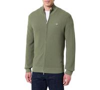 GANT Men's Micro Textured Cotton Zip Cardigan Sweater, Dry Herb Green, L