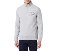 GANT Men's Printed Graphic Half Zip Sweatshirt, Grey Melange, XL