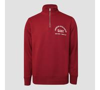 Gant Mens Printed Graphic Half Zip Sweatshirt in Red Cotton - Size Large