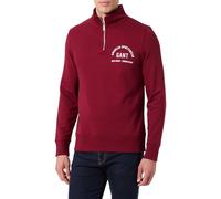 GANT Men's Printed Graphic Half Zip Sweatshirt, Plumped Red, S