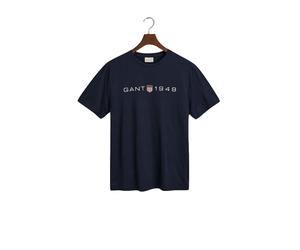 Gant Mens Printed Graphic Short Sleeve T-Shirt - Blue Cotton - Size Medium
