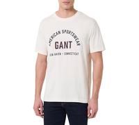 GANT Men's Printed Graphic Ss T-Shirt, White, XL