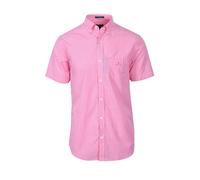 Gant Mens Reg Broardcloth Stripe Bd Ss Shirt Perky Pink Cotton - Size Large