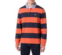 GANT Men's Reg Chambray Stripe Heavy Rugger Polo Shirt, Deep Orange, S