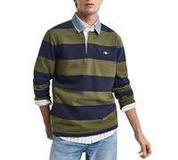 GANT Men's Reg Chambray Stripe Heavy Rugger Polo Shirt, Green (Moss Green), M