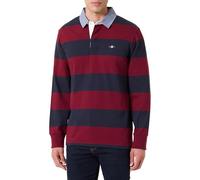 GANT Men's Reg Chambray Stripe Heavy Rugger Polo Shirt, red, L
