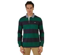 GANT Men's Reg Chambray Stripe Heavy Rugger T-Shirt, Deep Forest Green, M