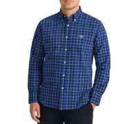 GANT Men's Reg Classic Poplin Check Shirt, Blue, L
