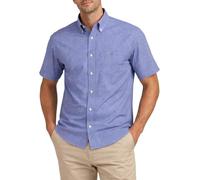 GANT Mens Regular Fit Classic Poplin Gingham Short Sleeve Shirt - 436 College Blue - 436 College Blue - XL