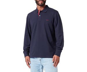 GANT Men's Reg Contrast Pique LS Rugger Long Sleeve Polo Shirt with Contrast Logo, Evening Blue, XL