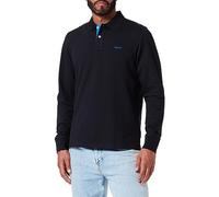 Gant for man. 2065004 Black contrast piqué polo shirt (L), Casual, Cotton, Long sleeve