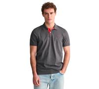 Men's GANT Regular Fit Short Sleeve Contrast Pique Rugger - Anthracite Melange - Size: 46/Regular