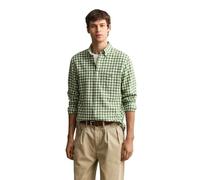 GANT Men's Reg Cotton Linen Gingham Shirt, Dry Herb Green, L