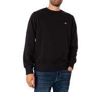 GANT Men's REG Shield C-Neck Sweatshirt, Black, Standard, black, XL
