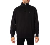 GANT Men's REG Shield Half Zip Sweatshirt, Black, Standard, black, XXXL