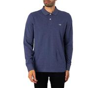 GANT Men's Reg Shield LS Pique Rugger Polo Shirt, Dark Denim Blue Melange, M