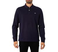 GANT Men's Reg Shield LS Pique Rugger Polo Shirt, Evening Blue, M