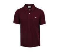 Gant Mens Reg Shield SS Pique Polo Shirt Bordeaux Melange - Red Cotton - Size Medium