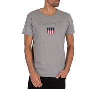 GANT Men's REG Shield SS T-Shirt, Grey Melange, 4XL