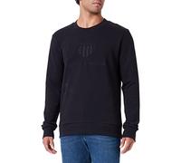 GANT Men's REG Tonal Shield C-Neck Sweat Sweater, Black, M