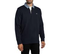 GANT Men's Regular Chambray Heavy Rugger Longsleeved Polo Shirt, Blue