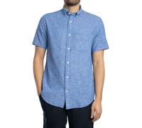 Regular Cotton Linen Short Sleeved Shirt Rich Blue XXL