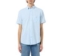 GANT Men's Reg Cotton Linen Ss Shirt, Fresh Blue, XL